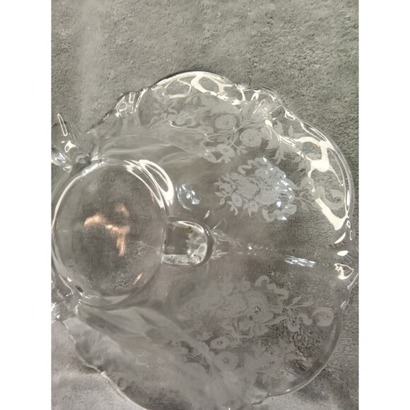 Vintage Crystal Footed Floral Etched Candy Bowls - Picture 3 of 10